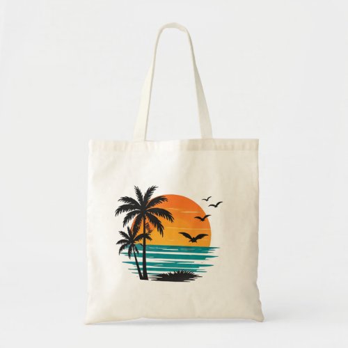 Tropical Sunset Palm Tree Design Tote Bag