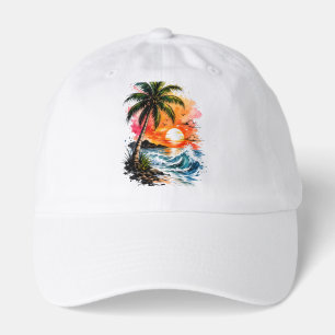 Tropical Sunset Palm Tree Hat
