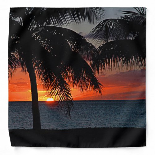 Tropical Sunset Palm Trees Beach Sand Nature Bandana