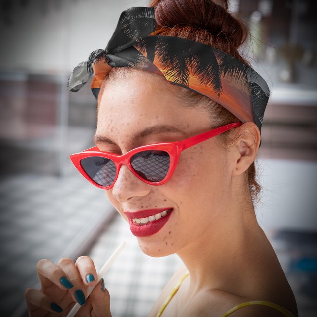 Tropical Sunset Palm Trees Beach Sand Ocean Bandana (Tropical Sunset Palm Trees Beach Sand Ocean Bandana is great to wear when out and about. )