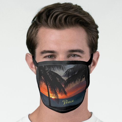 Tropical Sunset Palm Trees Beach Sea Face Mask