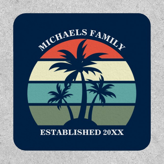 Tropical Sunset Palm Trees Custom Beach Trip Patch (Front)