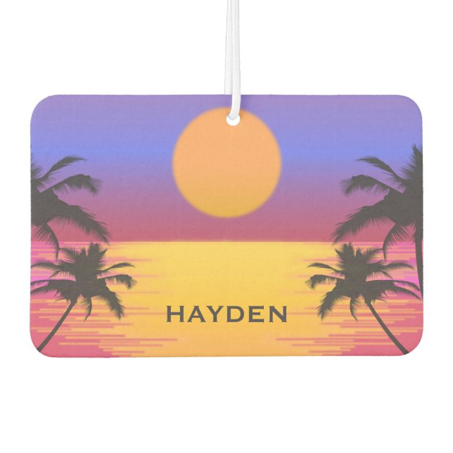 Tropical Sunset Palm Trees Graphic Personalised Air Freshener (Front)