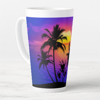 Tropical Sunset Palm Trees Latte Mug