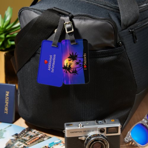 Tropical Sunset Palm Trees Luggage Tag