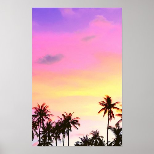 Tropical Sunset Palm Trees Print