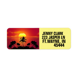 TROPICAL SUNSET PALM TREES RETURN ADDRESS LABELS