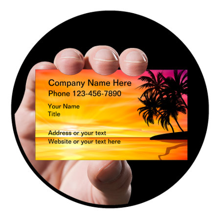 Tropical Sunset Palm Trees Scenic Business Card
