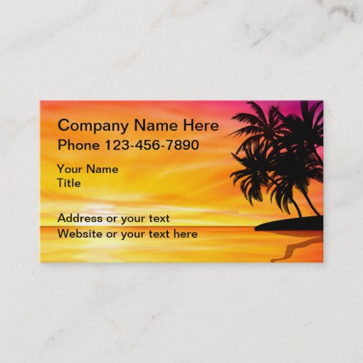 Tropical Sunset Palm Trees Scenic Business Card | Zazzle