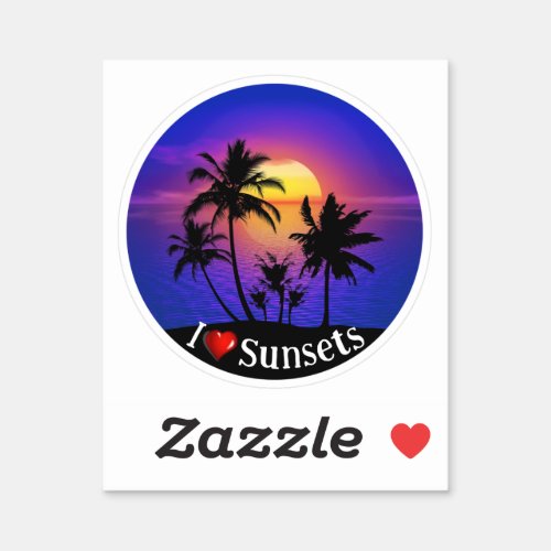 Tropical Sunset Palm Trees Sticker