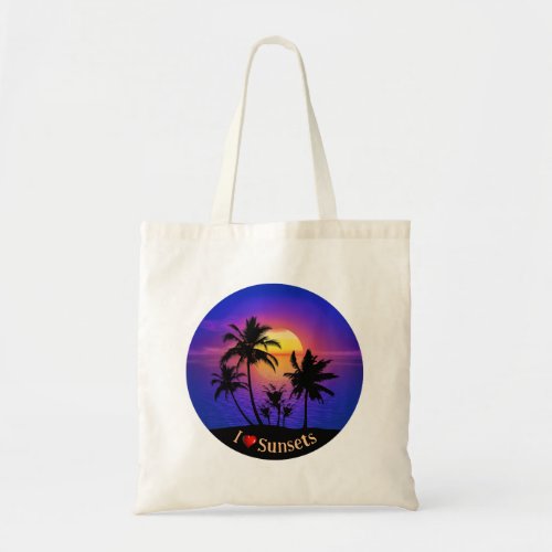 Tropical Sunset Palm Trees Tote Bag