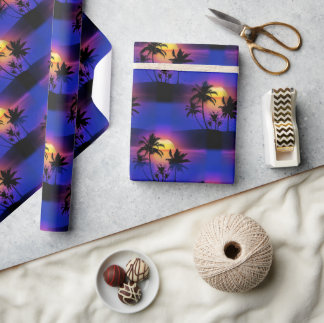 Tropical Sunset Palm Trees Wrapping Paper