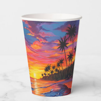 Tropical Sunset Paper Cups 