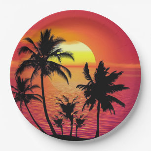 Tropical Sunset Paper Plates