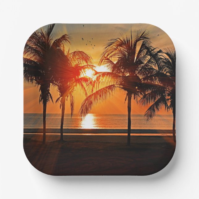 Tropical Sunset Paper Plates (Front)