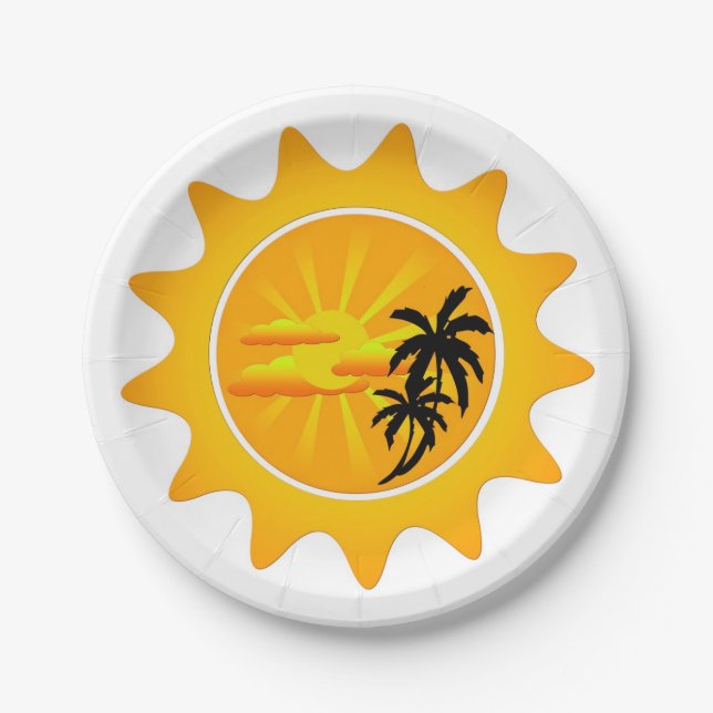 Tropical sunset paper plates (Front)