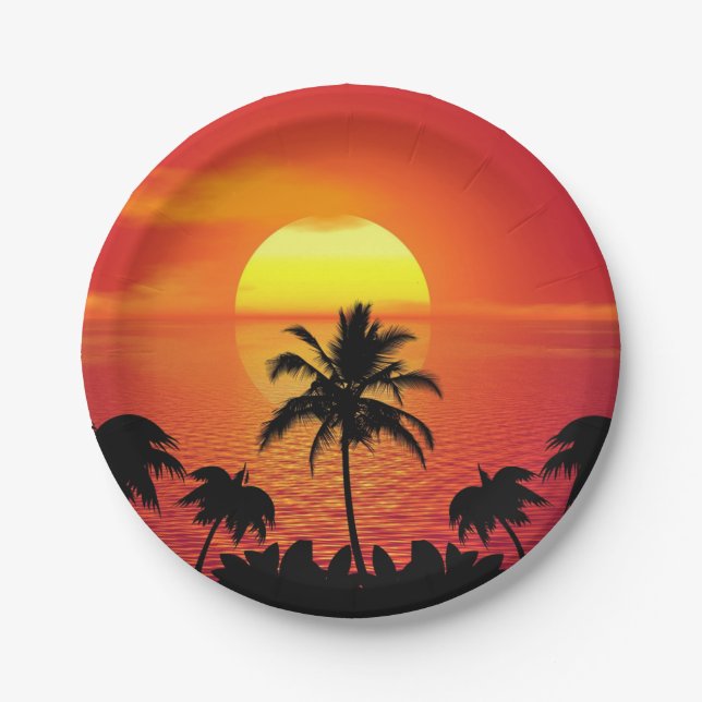 Tropical Sunset Paper Plates (Front)