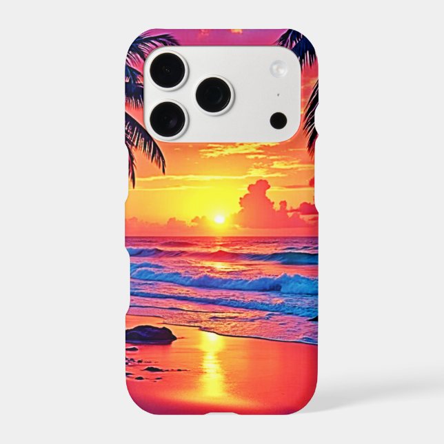 Tropical Sunset Paradise Design Iphone Case (Back)