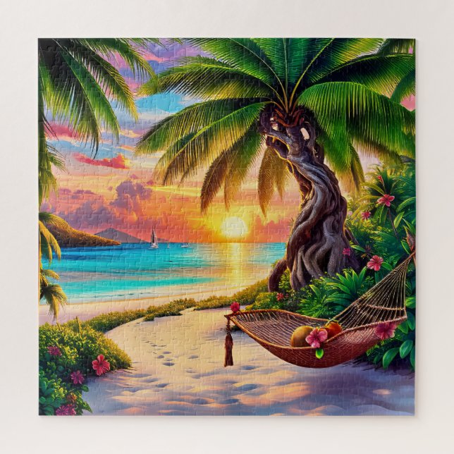 Tropical Sunset Paradise Jigsaw Puzzle (Vertical)