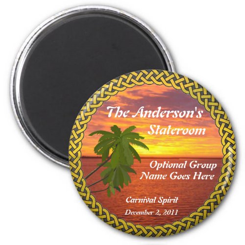 Tropical Sunset Personalized Stateroom Door Marker Magnet
