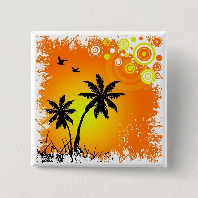 Tropical sunset pinback button (Front)