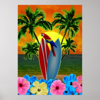 Tropical Sunset Poster by BailOutIsland at Zazzle