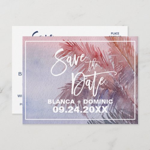 Tropical Sunset Save the Date Announcement Postcard