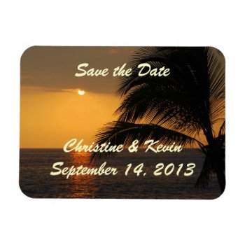 Tropical Sunset Save The Date Magnet by catherinesherman at Zazzle
