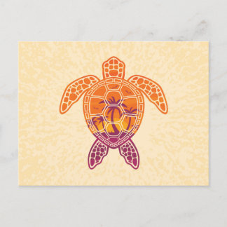 Tropical Sunset Sea Turtle Design Announcement Postcard