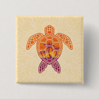 Tropical Sunset Sea Turtle Design Button