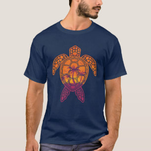 Tropical Sunset Sea Turtle Design T-Shirt