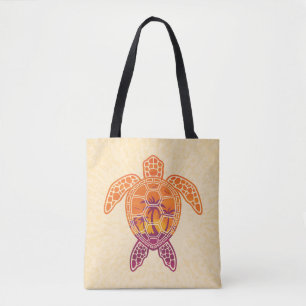 Tropical Sunset Sea Turtle Design Tote Bag