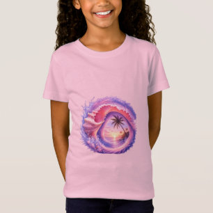 tropical sunset, seashell art, pearl shell, beach  T-Shirt