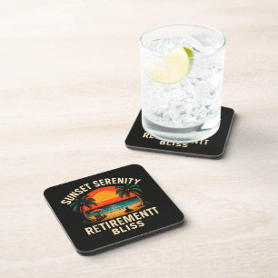 Tropical Sunset Serenity Retirement Beach Scene Beverage Coaster