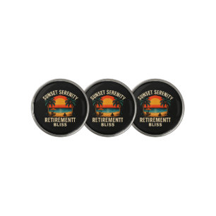 Tropical Sunset Serenity Retirement Beach Scene Golf Ball Marker
