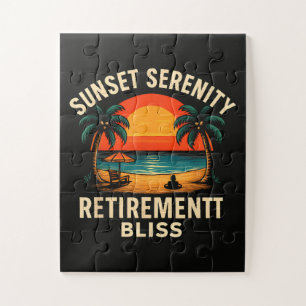 Tropical Sunset Serenity Retirement Beach Scene Jigsaw Puzzle