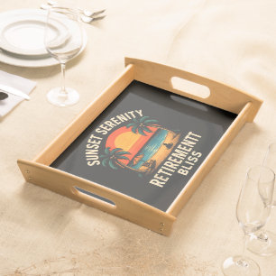 Tropical Sunset Serenity Retirement Beach Scene Serving Tray