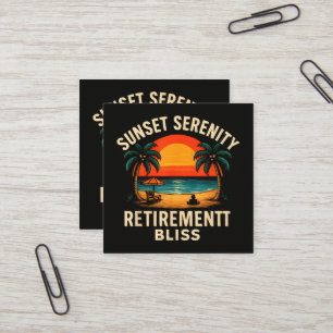 Tropical Sunset Serenity Retirement Beach Scene Square Business Card