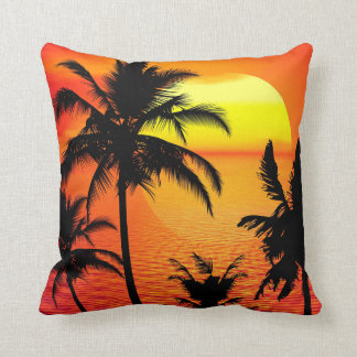 TROPICAL SUNSET SILHOUETTE THROW PILLOW