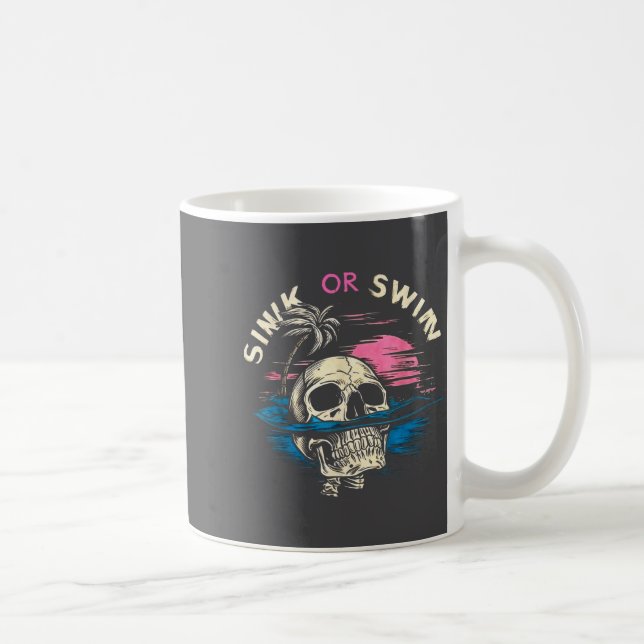 Tropical Sunset Skull Sink Ocean Swim Laugh Coffee Mug (Right)