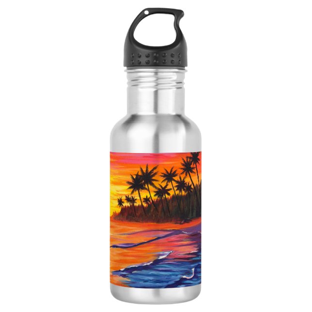 Tropical Sunset Stainless Steel Water Bottle (Front)