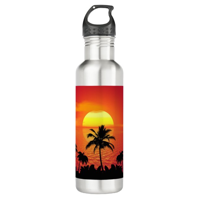 Tropical Sunset Stainless Steel Water Bottle (Front)