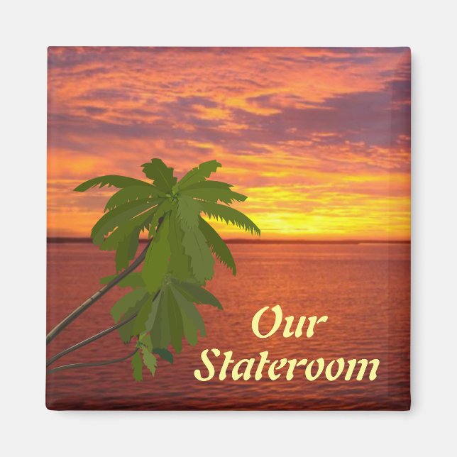 Tropical Sunset Stateroom Door Marker Sq. Magnet (Front)