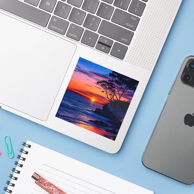 Tropical Sunset Sticker (Laptop w/ iPhone)
