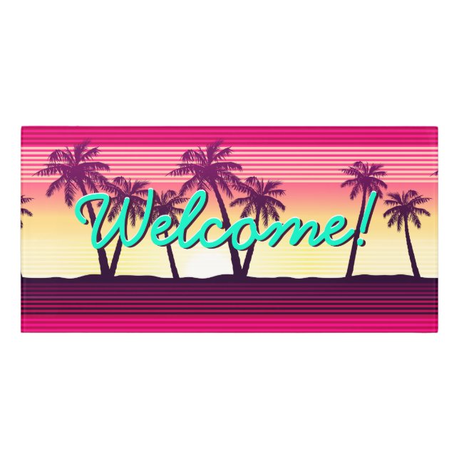 Tropical sunset stripes door sign (Classic Front)