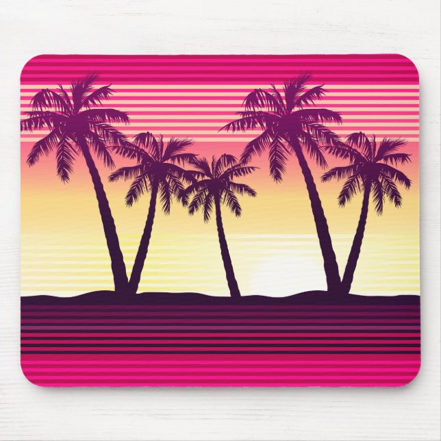 Tropical sunset stripes mouse pad (Front)