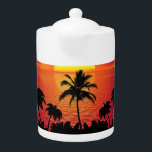 Tropical Sunset Teapot<br><div class="desc">Palm trees on an island with the setting sun.  100% Customization. Click on the CUSTOMIZE button to add,  move,  delete,  resize or change any of the fonts or graphics.</div>