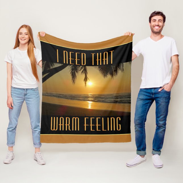Tropical Sunset (text customizable) Fleece Blanket (In Situ)
