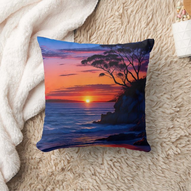 Tropical Sunset Throw Pillow (Blanket)