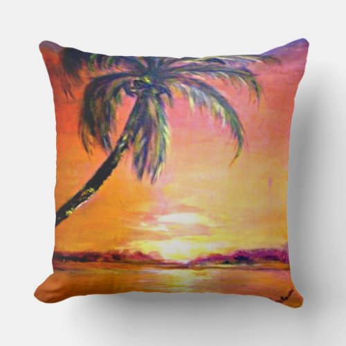Tropical Sunset Throw Pillow